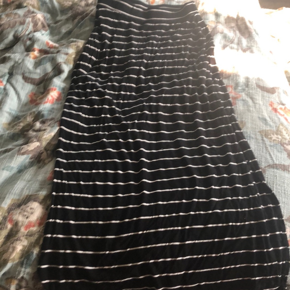 Black and White striped Maxi Skirt